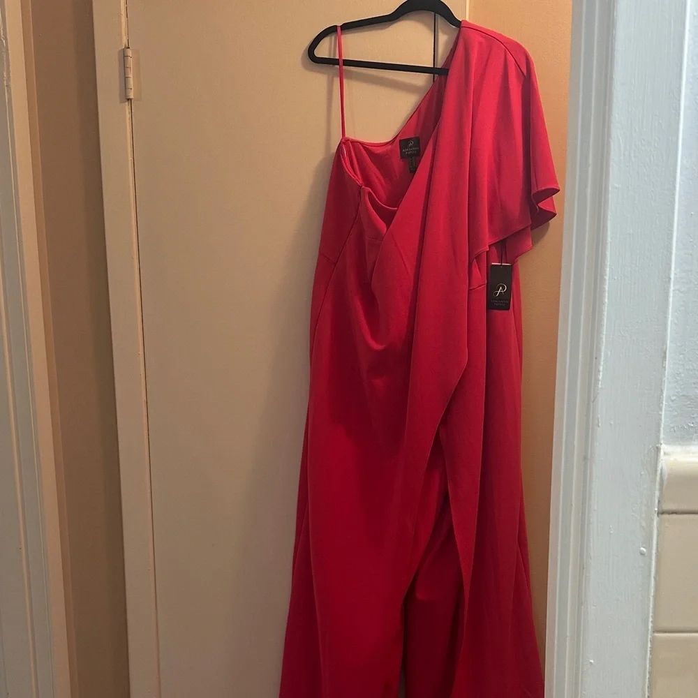 Adrianna Papell Pink One-Shoulder Jumpsuit